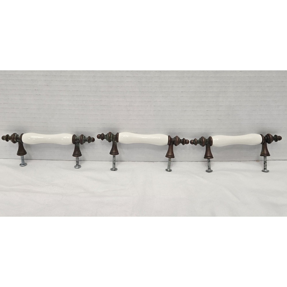 3 - Vintage Hickory Hardware 3" Center Porcelain & Venetian Bronze Cabinet Pulls